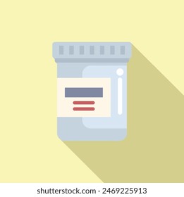 Icono de diseño plano simplificado de un frasco de medicamento recetado cerrado sobre un fondo beige