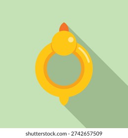 Simplified flat design illustration of a classic yellow rubber duck toy with a shadow