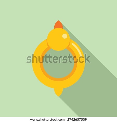 Simplified flat design illustration of a classic yellow rubber duck toy with a shadow