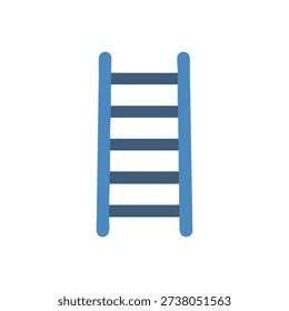 A simplified flat illustration of a blue ladder isolated on a White Background. Clean, minimalist design.
