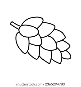 Simplified flat pine cone, winter holidays greeting card design template element, flat vector outline