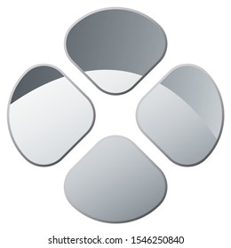 simplified four leaf clover icon silver