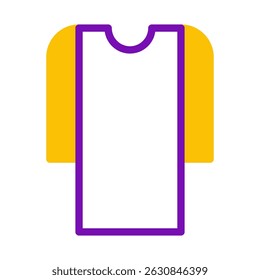 Simplified garment illustration, emphasizing minimalist style and vibrant color scheme