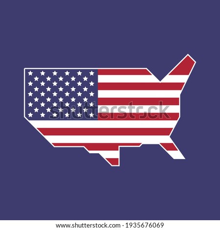 Simplified geometric map of the contiguous United States of America. USA minimalist map with american flag.