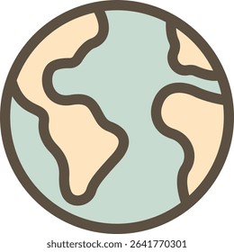 Simplified Globe Illustration with Earth Continents in Soft Tones