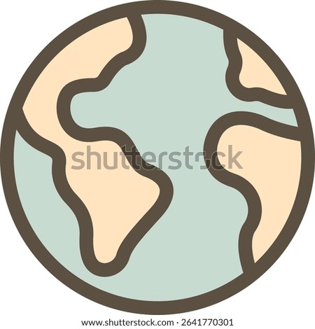 Simplified Globe Illustration with Earth Continents in Soft Tones