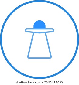Gráfico simplificado: Ícone azul minimalista de OVNIs para conceitos de espaço e ciência
