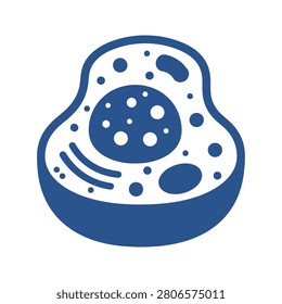 Simplified graphic representation of a eukaryotic animal cell structure. Illustrates nucleus cytoplasm and organelles. Ideal for educational materials and scientific concepts.