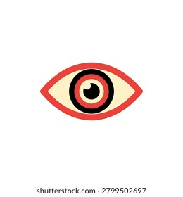 A simplified graphic representation of an eye featuring bold concentric rings. Ideal for visual cues in healthcare or security contexts.