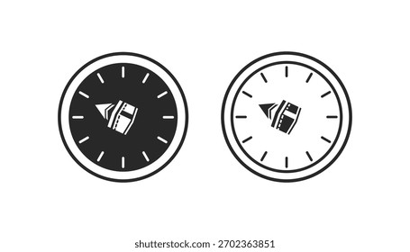 Um gráfico simplificado mostrando a caaba cúbica centrada dentro de um mostrador rotacional para determinar a orientação de adoração correta.
