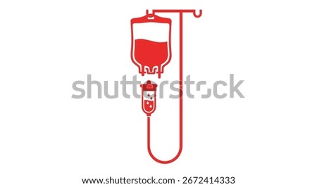 Simplified graphical representation of an intravenous drip infusion device. Illustrates the medical procedure of delivering fluids or medication directly into a patient's bloodstream. Ideal for