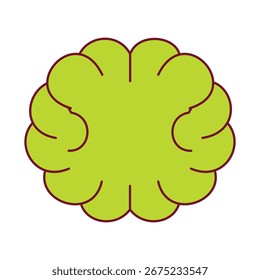 Ícone verde simplificado do cérebro representando ideias de cognição e inteligência