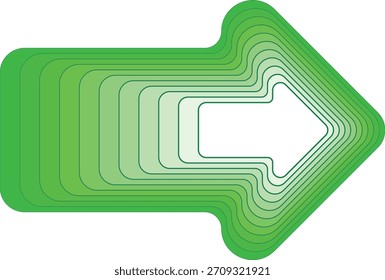Conjunto de iconos de navegación de flecha derecha verde simplificado con muchas capas