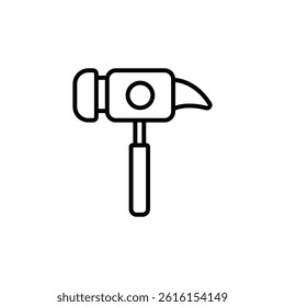 Simplified hammer icon, construction tool outline on white background