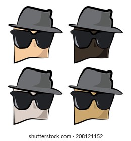 Simplified head with hat and sunglasses