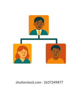 Simplified hierarchical chart with three faces illustration design element