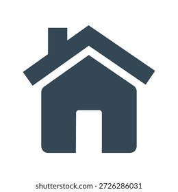 Simplified house icon representing home isolated on white background