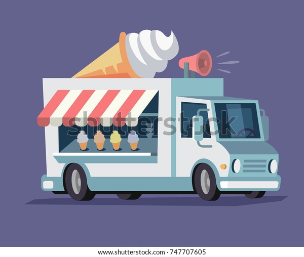 Simplified ice cream\
truck. Vector flat\
style