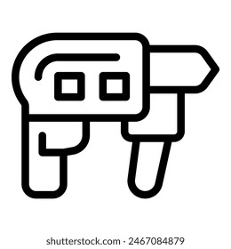 Simplified icon depicting a power drill in a bold black and white line art style