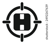 Simplified icon of a helicopter landing zone in high contrast black and white