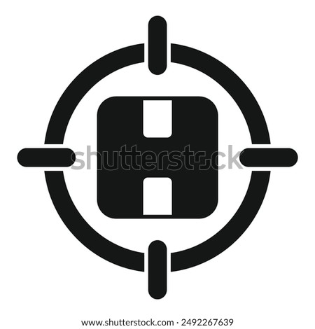 Simplified icon of a helicopter landing zone in high contrast black and white
