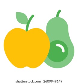 A simplified icon representation of an apple and an avocado, suitable for health or food-related applications.