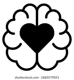 Simplified icon representing the connection between emotion and cognition, suitable for mental health or emotional intelligence apps.
