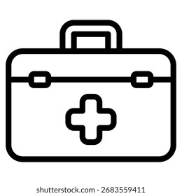 Icono simplificado que representa un kit médico, ideal para aplicaciones y Sitios web de salud, emergencia o seguridad.