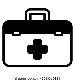 Icono simplificado que representa un kit médico, ideal para aplicaciones y Sitios web de salud, emergencia o seguridad.