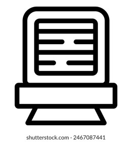Icono simplificado que representa el tablero de salida de una estación de tren en un estilo clásico de arte de línea en blanco y negro