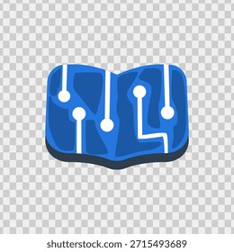 Icono simplificado que se asemeja a un mapa de placa de circuito. Adecuado para diseños relacionados con la tecnología, presentaciones de TI o conceptos de innovación digital. Tema de tecnología digital.