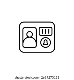 Ilustración simplificada de la tarjeta de Identificación, arte del icono del contorno de la insignia de acceso