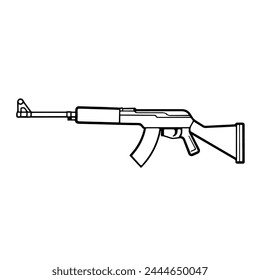 Simplified illustration of AK rifle in vector.