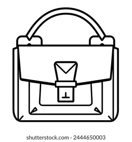 Simplified illustration of a bag with arrow symbol.