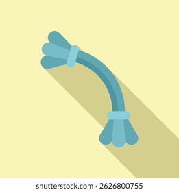 Ilustração simplificada de uma mangueira de jardim azul com nós em um fundo bege