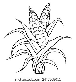 Simplified illustration of corn in vector format, versatile for various projects.