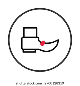 Uma ilustração simplificada representa um mecanismo de acionamento com um ponto vermelho proeminente, destacando um aspecto de segurança ou ativação. Esse gráfico estilizado, delimitado por uma borda circular, funciona como um