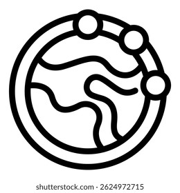Simplified illustration of earth with network connections in black and white