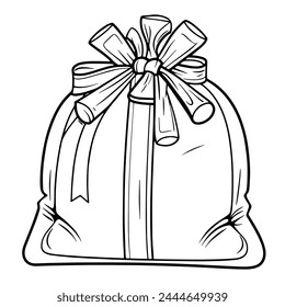 Simplified illustration of a fabric bag with drawstring closure.