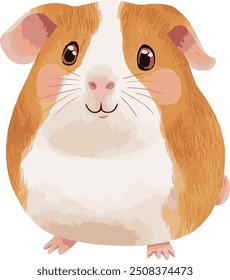 Simplified illustration of guinea pig, cartoon and child-friendly drawing on white background