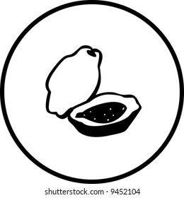 simplified illustration of a papaya fruit, to be used as a sign, symbol or icon