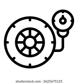 Ilustração simplificada de um manômetro em preto e branco, perfeito para manuais técnicos e infográficos