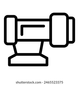 Simplified illustration of a professional video camera icon in a clear and bold black and white style