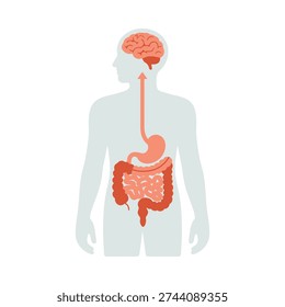 A simplified illustration shows the link between the brain, gut, and internal digestive system.