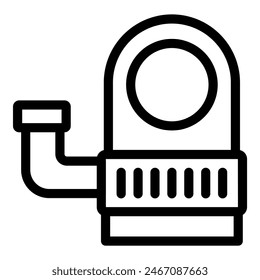 Ilustración simplificada de una aspiradora en un contorno en blanco y negro audaz adecuado para iconos