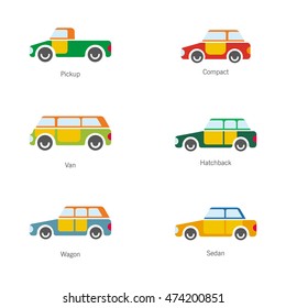 A simplified illustration of a vehicle. Material for presentations and infographics. Simple design, children's illustration. Different modes of transport versions.