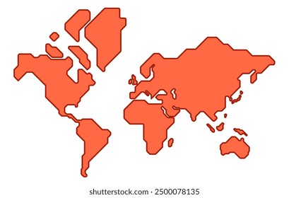 Ilustración simplificada de un mapa del mundo. Mapa del mundo en una forma minimalista simple. 