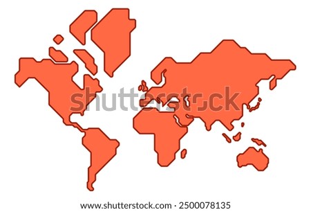 Simplified illustration of a world map. World map in a simple minimalistic form. 