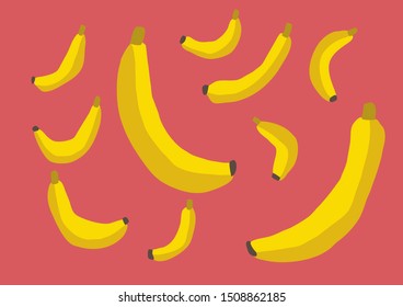 a simplified image of fruit.
Illustration of Patterns Using Bananas.