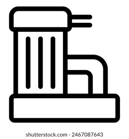 Simplified industrial machine icon with a black outline on a white background